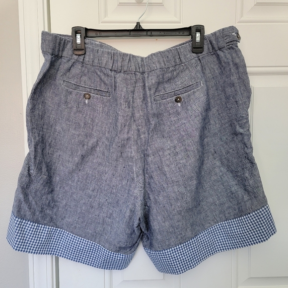 Lord & Taylor Blue Flat Front Shorts with Cuff - Picture 6 of 12